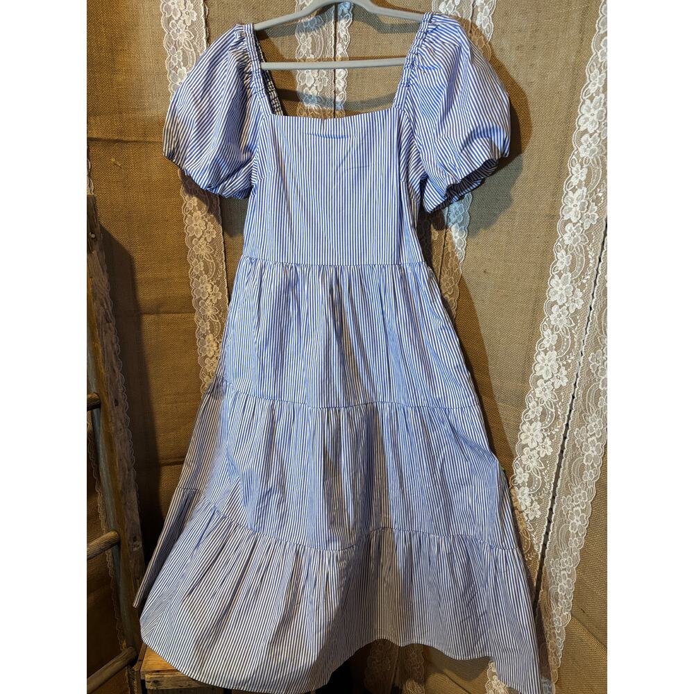 J CREW BLUE WHITE STRIPE DRESS SIZE 10 NEW BEACHY VIBE NAUTICAL TRAD MOM